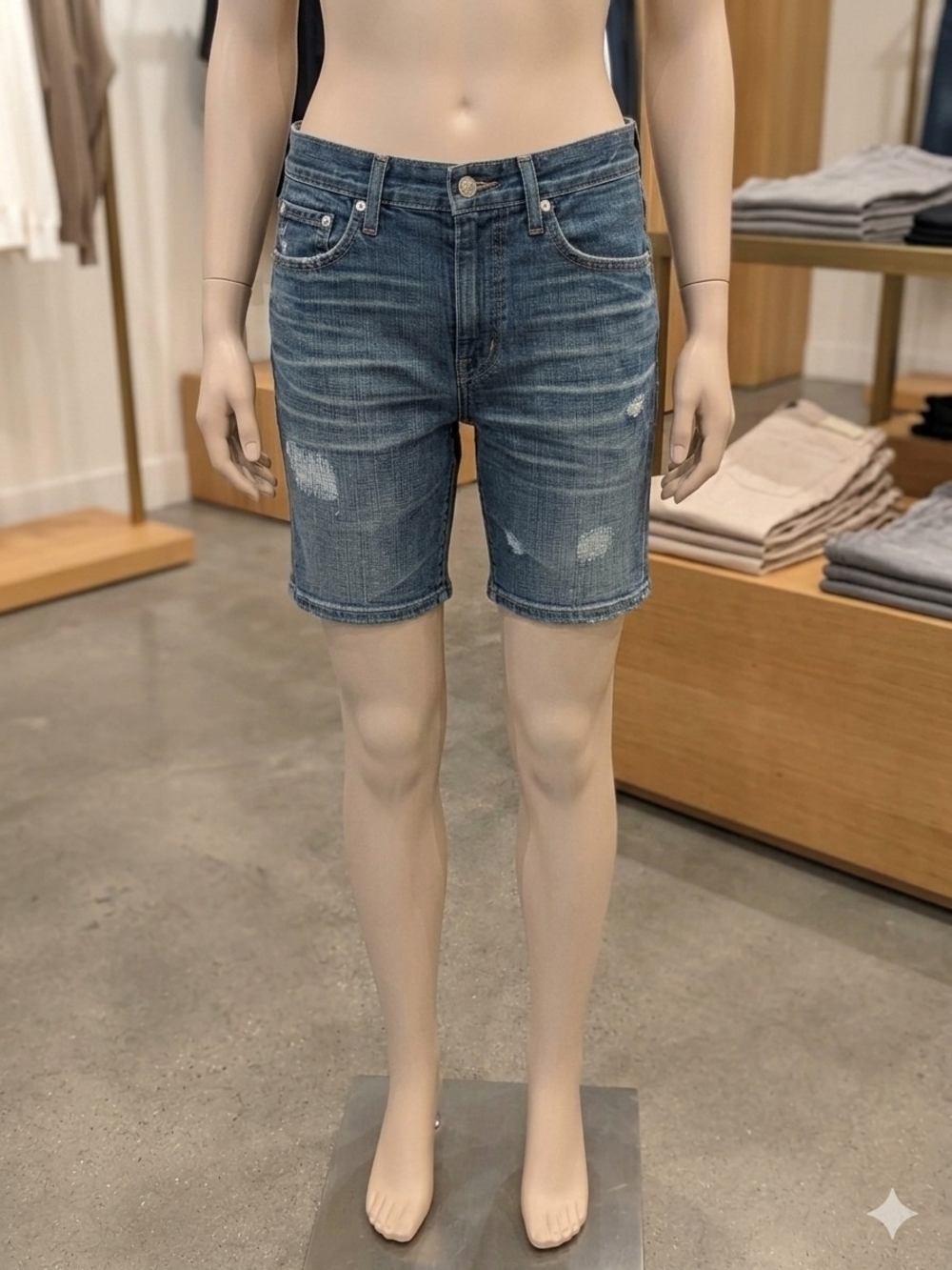 AG Adriano Goldschmied Distressed Mid-Rise Denim Bermuda Shorts - Blue